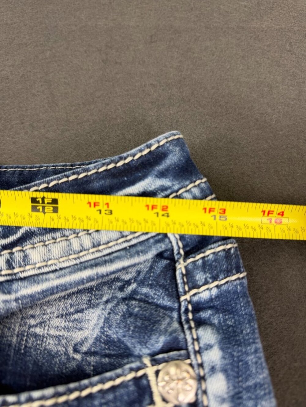 Miss Me Womens Blue Skinny Jeans Denim Whisker Medium Wash Everyday Comfort 29 - Picture 5 of 6